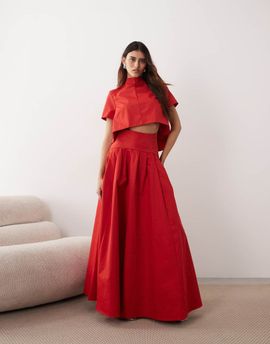 ARRANGE ARRANGE pleated maxi skirt in red - part of a set