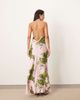 ARRANGE ARRANGE plunge cowl maxi dress with tie detail in floral print-Multi - 3
