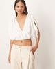 ARRANGE ARRANGE plunge top with ruched detail in ivory-White - 1