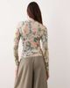 ARRANGE ARRANGE premium mesh abstract floral printed high neck long sleeve top in pink-Multi - 4