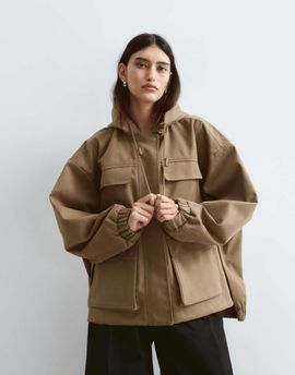 ARRANGE ARRANGE premium oversized cargo jacket in khaki-Green
