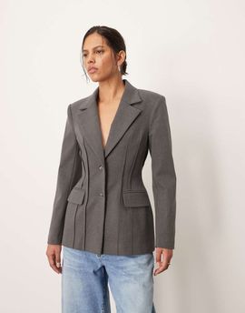 ARRANGE ARRANGE premium sculpted blazer in heather gray
