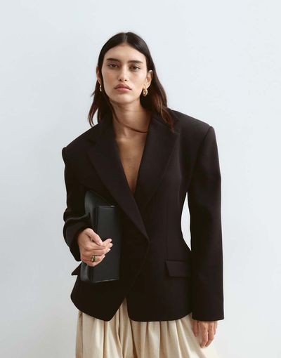 ARRANGE ARRANGE premium tailored blazer with cinched waist in black