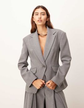 ARRANGE ARRANGE premium tailored blazer with cinched waist in gray - part of a set
