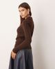 ARRANGE ARRANGE pure merino ribbed knit collared button up top in chocolate-Brown - 3