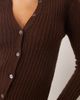 ARRANGE ARRANGE pure merino ribbed knit collared button up top in chocolate-Brown - 4