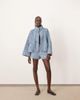 ARRANGE ARRANGE quilted distressed-look boxy jacket with wide sleeves in washed blue - part of a set - 3