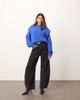 ARRANGE ARRANGE rib knit shoulder pad sweater in cobalt blue - 2