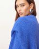 ARRANGE ARRANGE rib knit shoulder pad sweater in cobalt blue - 3