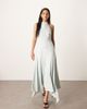 ARRANGE ARRANGE satin contrast back halter square cut maxi dress in ice blue and black - 2