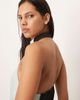 ARRANGE ARRANGE satin contrast back halter square cut maxi dress in ice blue and black - 3