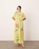 ARRANGE ARRANGE satin floral embroidered T-shirt maxi dress in lime-Green - 1
