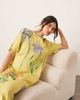 ARRANGE ARRANGE satin floral embroidered T-shirt maxi dress in lime-Green - 2