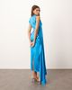 ARRANGE ARRANGE satin square cut maxi dress with twist shoulders in azure blue - 4