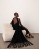 ARRANGE ARRANGE scarf neck draped velvet maxi dress with low back and train in black - 1
