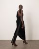 ARRANGE ARRANGE scarf neck draped velvet maxi dress with low back and train in black - 3
