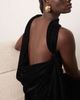 ARRANGE ARRANGE scarf neck draped velvet maxi dress with low back and train in black - 4