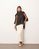 ARRANGE ARRANGE scarf neck square cut column midi dress in black and cream color block-Multi - 1