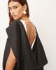 ARRANGE ARRANGE scarf neck square cut column midi dress in black and cream color block-Multi - 3