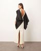 ARRANGE ARRANGE scarf neck square cut column midi dress in black and cream color block-Multi - 4