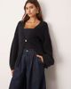 ARRANGE ARRANGE sculpted waist cardigan with ovoid sleeves in black - 1