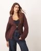 ARRANGE ARRANGE sculpted waist cardigan with ovoid sleeves in burgundy-Red - 1