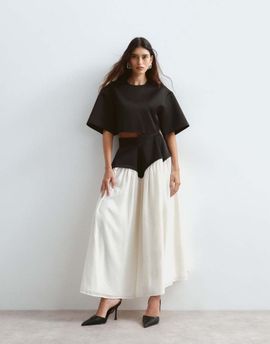 ARRANGE ARRANGE sculpted waist full midi skirt in black and white - part of a set