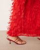 ARRANGE ARRANGE sculptural one shoulder textured hybrid maxi dress in red - 2