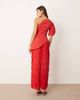ARRANGE ARRANGE sculptural one shoulder textured hybrid maxi dress in red - 4