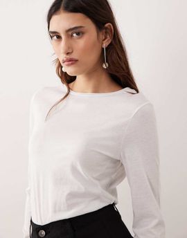 ARRANGE ARRANGE seam detail long sleeve jersey top in white