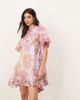 ARRANGE ARRANGE sequin asymmetric trapeze mini dress in floral print-Multi - 1