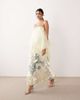 ARRANGE ARRANGE sequin embellished strapless maxi dress with overlayer in buttermilk-Yellow - 1