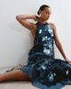 ARRANGE ARRANGE shard sequin square cut hem midi skirt set in petrol blue - 1