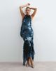 ARRANGE ARRANGE shard sequin square cut hem midi skirt set in petrol blue - 2
