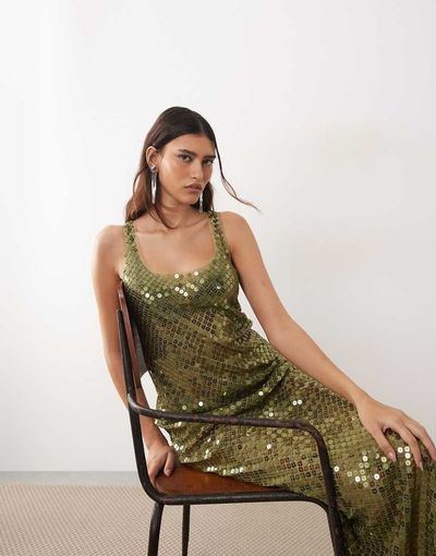 arrange green dress Chiffon dress
