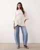 ARRANGE ARRANGE side ruched detail oversized tee in ecru-White - 1