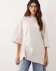 ARRANGE ARRANGE side ruched detail oversized tee in ecru-White - 2