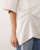 ARRANGE ARRANGE side ruched detail oversized tee in ecru-White - 3