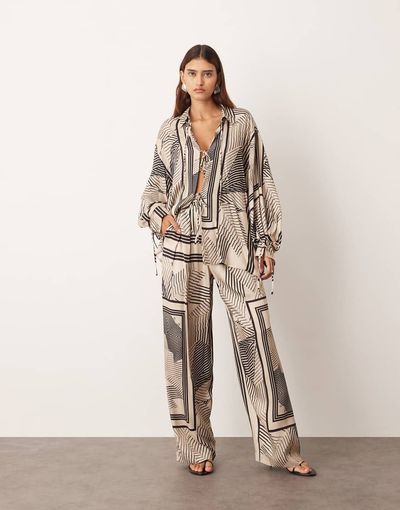 ARRANGE ARRANGE soft pants in scarf print - part of a set-Multi