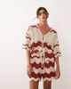 ARRANGE ARRANGE stripe crochet shorts in rust and beige - part of a set-Red - 2
