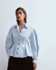 ARRANGE ARRANGE structured collared peplum shirt with contrast buttons in pale blue - 1
