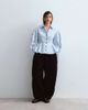 ARRANGE ARRANGE structured collared peplum shirt with contrast buttons in pale blue - 2