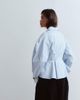ARRANGE ARRANGE structured collared peplum shirt with contrast buttons in pale blue - 4