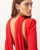 ARRANGE ARRANGE structured crepe long sleeve maxi dress with chiffon overlay in red - 4