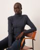 ARRANGE ARRANGE structured jersey top with padded shoulder in charcoal-Gray - 2