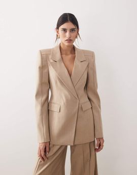 ARRANGE ARRANGE structured tailored blazer in stone - part of a set-Neutral