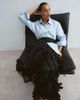 ARRANGE ARRANGE textural satin loop column midi skirt in black - 2