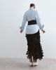 ARRANGE ARRANGE textural satin loop column midi skirt in black - 3
