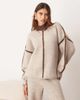 ARRANGE ARRANGE thick rib knit high neck sweater in oatmeal and chocolate - part of a set-Neutral - 1