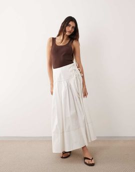 ARRANGE ARRANGE tie front wrap maxi skirt in white